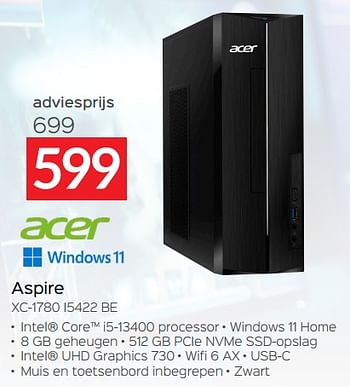 Promotions Acer aspire xc-1780 i5422 be - Acer - Valide de 20/08/2023 à 30/09/2023 chez Selexion