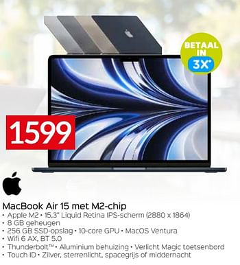 Promotions Apple macbook pro 13 met m2-chip - Apple - Valide de 20/08/2023 à 30/09/2023 chez Selexion