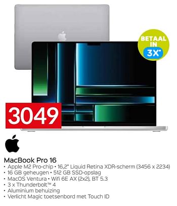Promotions Apple macbook pro 16 - Apple - Valide de 20/08/2023 à 30/09/2023 chez Selexion