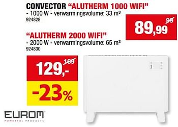 Promoties Eurom convector alutherm 1000 wifi - Eurom - Geldig van 27/09/2023 tot 08/10/2023 bij Hubo