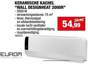 Promotions Eurom keramische kachel wall designheat 2000r - Eurom - Valide de 27/09/2023 à 08/10/2023 chez Hubo