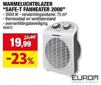 Promotions Eurom warmeluchtblazer safe-t fanheater 2000 - Eurom - Valide de 27/09/2023 à 08/10/2023 chez Hubo
