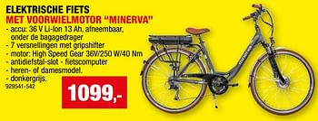 Promotions Elektrische fiets met voorwielmotor minerva - Minerva - Valide de 27/09/2023 à 08/10/2023 chez Hubo