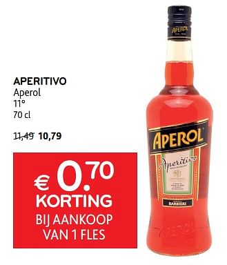 Promoties Aperitivo aperol €0.70 korting bij aankoop van 1 fles - Aperol - Geldig van 20/09/2023 tot 03/10/2023 bij Alvo