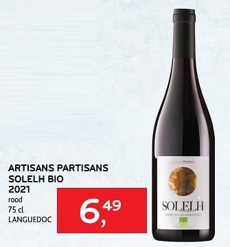 Promoties Artisans partisans solelh bio 2021 rood - Rode wijnen - Geldig van 20/09/2023 tot 03/10/2023 bij Alvo