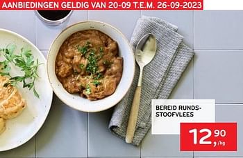 Promoties Bereid rundsstoofvlees - Huismerk - Alvo - Geldig van 20/09/2023 tot 03/10/2023 bij Alvo