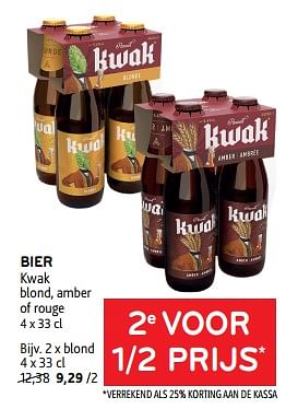 Promoties Bier kwak 2e voor 1-2 prijs - Kwak - Geldig van 20/09/2023 tot 03/10/2023 bij Alvo