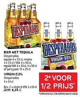 Promoties Bier met tequila desperados + virgin 0.0% desperados 2e voor 1-2 prijs - Desperados - Geldig van 20/09/2023 tot 03/10/2023 bij Alvo