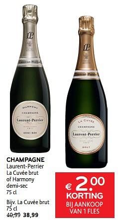 Promoties Champagne laurent-perrier € 2.00 korting bij aankoop van 1 fles - Laurent-Perrier - Geldig van 20/09/2023 tot 03/10/2023 bij Alvo