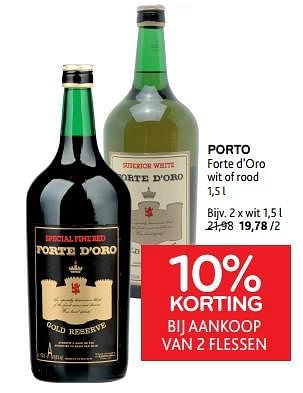 Promoties Porto forte d’oro 10% korting bij aankoop van 2 flessen - Forte d'Oro - Geldig van 20/09/2023 tot 03/10/2023 bij Alvo