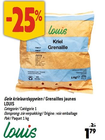 Promoties Gele krielaardappelen - grenailles jaunes louis - Louis - Geldig van 27/09/2023 tot 03/10/2023 bij Match