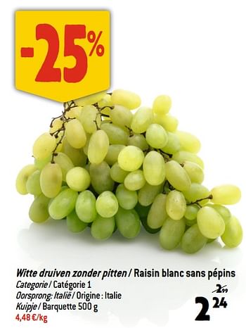 Promoties Witte druiven zonder pitten - raisin blanc sans pépins - Huismerk - Match - Geldig van 27/09/2023 tot 03/10/2023 bij Match