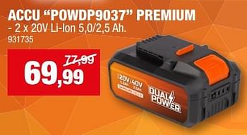 Promotions Powerplus accu powdp9037 premium - Powerplus - Valide de 27/09/2023 à 08/10/2023 chez Hubo