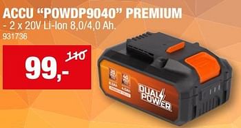 Promoties Powerplus accu powdp9040 premium - Powerplus - Geldig van 27/09/2023 tot 08/10/2023 bij Hubo