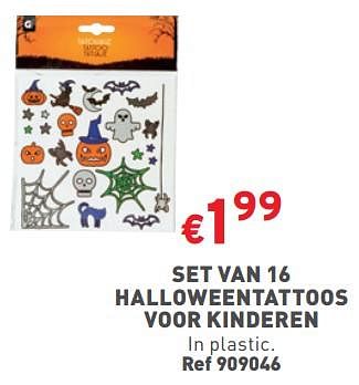 Promoties Set van 16 halloweentattoos voor kinderen - Huismerk - Trafic  - Geldig van 04/10/2023 tot 09/10/2023 bij Trafic