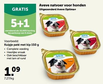 Promoties Aveve natvoer voor honden kuipje paté met kip - Huismerk - Aveve - Geldig van 27/09/2023 tot 08/10/2023 bij Aveve