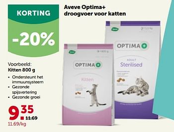Promoties Aveve optima+ droogvoer voor kitten - Huismerk - Aveve - Geldig van 27/09/2023 tot 08/10/2023 bij Aveve