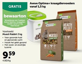 Promoties Aveve optima+ muesli rabbit - Huismerk - Aveve - Geldig van 27/09/2023 tot 08/10/2023 bij Aveve