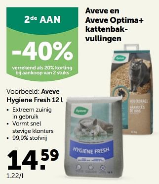 Promoties Kattenbakvullingen aveve hygiene fresh - Huismerk - Aveve - Geldig van 27/09/2023 tot 08/10/2023 bij Aveve