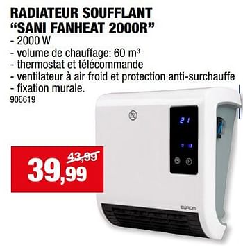 Promotions Eurom radiateur soufflant sani fanheat 2000r - Eurom - Valide de 27/09/2023 à 08/10/2023 chez Hubo
