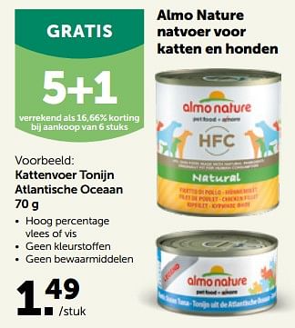 Promotions Kattenvoer tonijn atlantische oceaan - Almo Nature - Valide de 27/09/2023 à 08/10/2023 chez Aveve