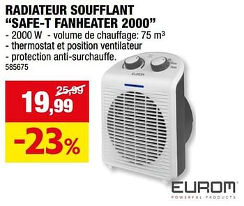 Promotions Eurom radiateur soufflant safe-t fanheater 2000 - Eurom - Valide de 27/09/2023 à 08/10/2023 chez Hubo