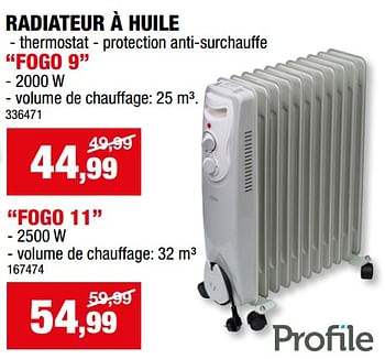 Promotions Profile radiateur à huile - Profile - Valide de 27/09/2023 à 08/10/2023 chez Hubo