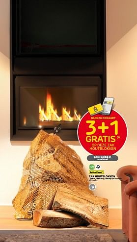 Promotions Zak houtblokken 3+1 gratis - Golden Flame - Valide de 27/08/2023 à 16/10/2023 chez Brico