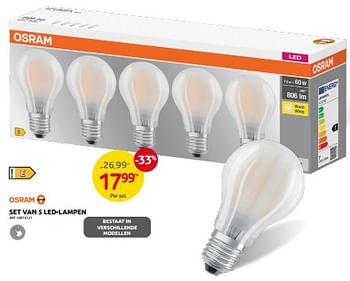 Promoties Set van 5 led-lampen - Osram - Geldig van 27/08/2023 tot 16/10/2023 bij Brico