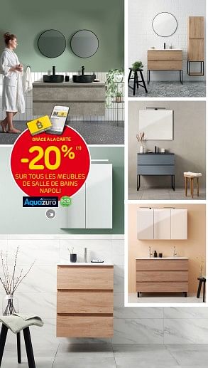 Promoties -20% sur tous les meubles de salle de bains napoli - Aquazuro - Geldig van 27/08/2023 tot 16/10/2023 bij Brico