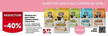 Promoties Adult poulet carotte et pomme - Charlie’s choice - Geldig van 27/09/2023 tot 08/10/2023 bij Aveve