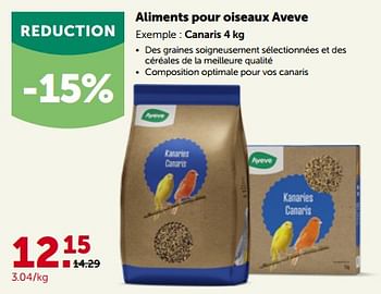 Promotions Aliments pour oiseaux aveve canaris - Produit maison - Aveve - Valide de 27/09/2023 à 08/10/2023 chez Aveve