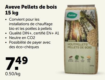 Promotions Aveve pellets de bois - Produit maison - Aveve - Valide de 27/09/2023 à 08/10/2023 chez Aveve
