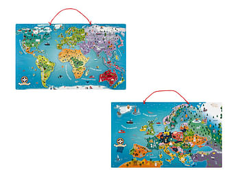 Promo Carte du monde ou d'europe magnétique en bois chez Lidl