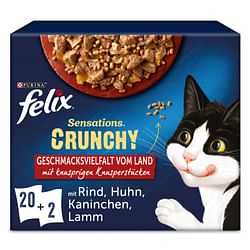 Felix Sensations Crunchy natvoer voor katten in gelei variatiemix 20x85g