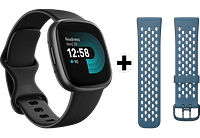 FITBIT Smartwatch Versa 4 Black + Blue Bracelet-Fitbit