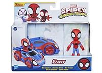 Promoties Marvel Spidey and his Amazing Friends Auto met figuur - F3992 Iron Racer - Hasbro - Geldig van 30/01/2023 tot 13/02/2023 bij ToyChamp