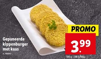 Promoties Gepaneerde kippenburger met kaas - Huismerk - Lidl - Geldig van 25/10/2023 tot 31/10/2023 bij Lidl