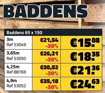 Promotions Baddens 65 x 150 - Produit maison - Bouwcenter Frans Vlaeminck - Valide de 03/10/2023 à 31/10/2023 chez Bouwcenter Frans Vlaeminck