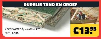 Promotions Durelis tand en groef - Produit maison - Bouwcenter Frans Vlaeminck - Valide de 03/10/2023 à 31/10/2023 chez Bouwcenter Frans Vlaeminck