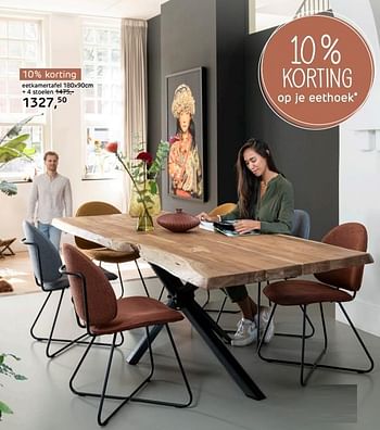 Promoties Eetkamertafel + 4 stoelen - Huismerk - Henders & Hazel - Geldig van 28/09/2023 tot 25/10/2023 bij Henders & Hazel