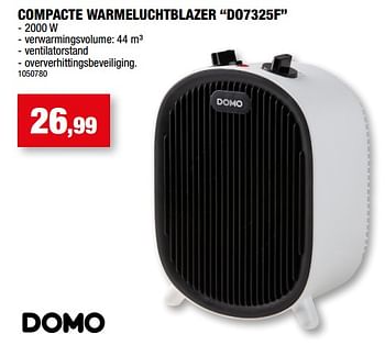 Promotions Domo elektro compacte warmeluchtblazer do7325f - Domo elektro - Valide de 27/09/2023 à 31/12/2023 chez Hubo