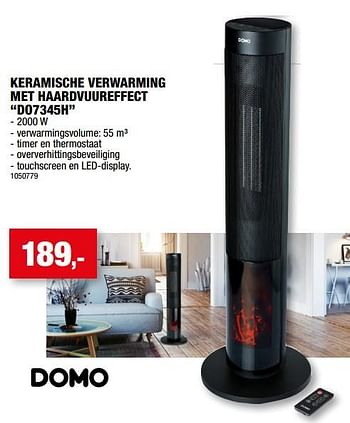 Promotions Domo elektro keramische verwarming met haardvuureffect do7345h - Domo elektro - Valide de 27/09/2023 à 31/12/2023 chez Hubo