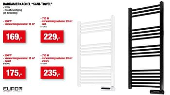 Promotions Eurom badkamerkachel sani-towel - Eurom - Valide de 27/09/2023 à 31/12/2023 chez Hubo