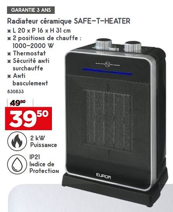 Promotions Eurom radiateur céramique safe-t-heater - Eurom - Valide de 27/09/2023 à 31/12/2023 chez Mr. Bricolage