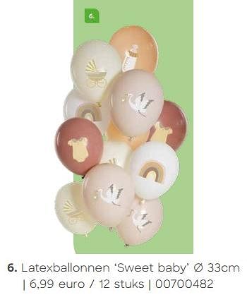Promotions Latexballonnen sweet baby - Produit Maison - Ava - Valide de 28/09/2023 à 28/09/2024 chez Ava