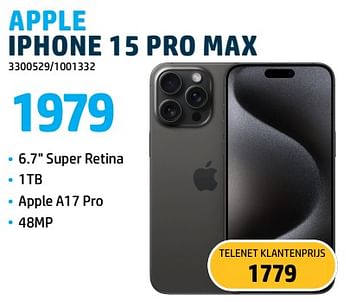 Promoties Apple iphone 15 pro max - Apple - Geldig van 09/10/2023 tot 31/10/2023 bij Auva