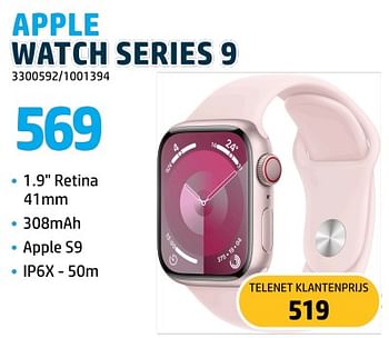 Promoties Apple watch series 9 - Apple - Geldig van 09/10/2023 tot 31/10/2023 bij Auva