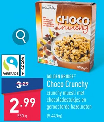 Promoties Choco crunchy - Golden Bridge - Geldig van 23/10/2023 tot 03/11/2023 bij Aldi