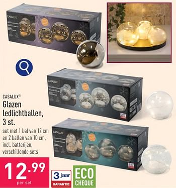 Promoties Glazen ledlichtballen - Casalux - Geldig van 28/10/2023 tot 03/11/2023 bij Aldi